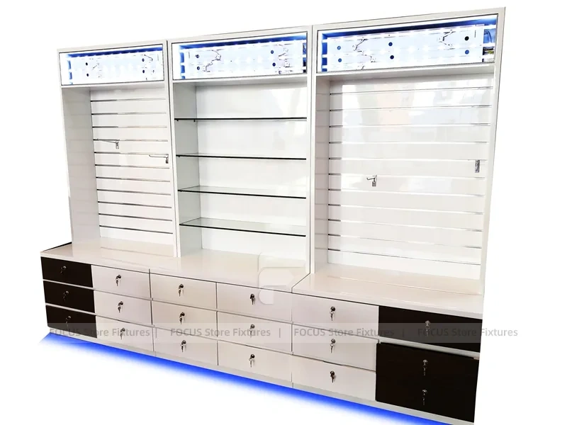 Black Blue Visionary Electronics Wall Display