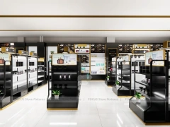 Black Cosmetics Display Store with Island Counters