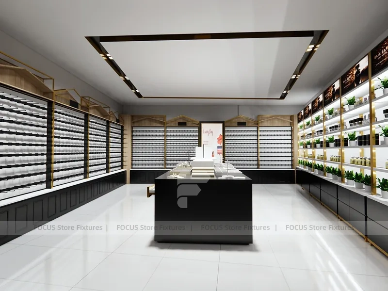 Black Cosmetics Display Store with Island Counters
