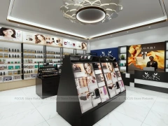 Black Cosmetics Store with Angled Makeup Gondola