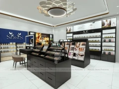 Black Cosmetics Store with Angled Makeup Gondola