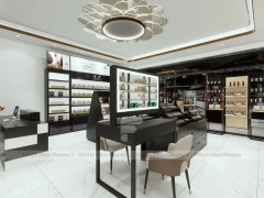 Black Cosmetics Store with Angled Makeup Gondola