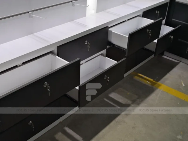 Black Drawer Phone Service Counter Cabinet