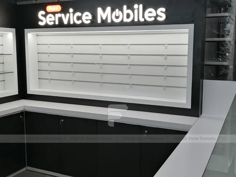 Black Drawer Phone Service Counter Cabinet