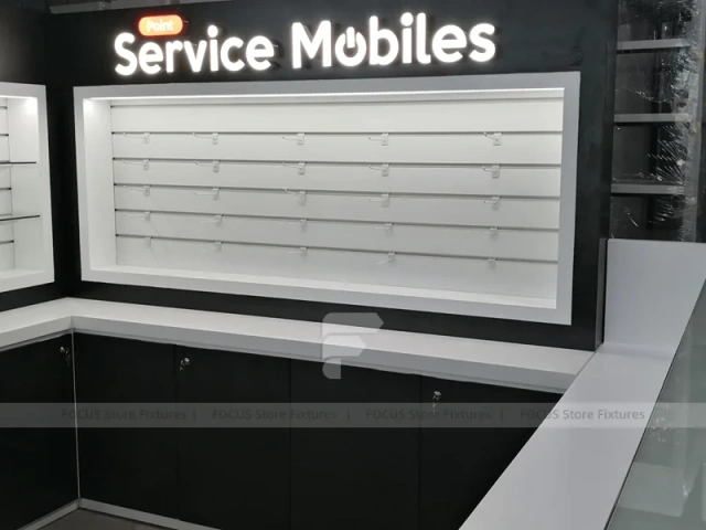Black Drawer Phone Service Counter Cabinet
