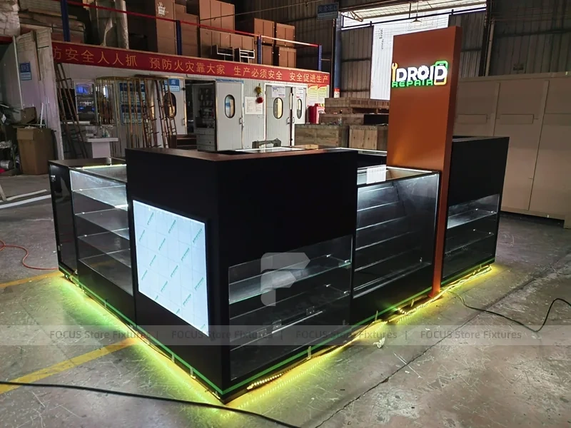 Black Drop Mobile Phone Kiosk With Green LED