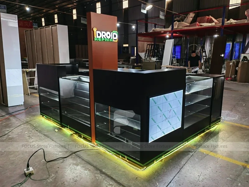 Black Drop Mobile Phone Kiosk With Green LED