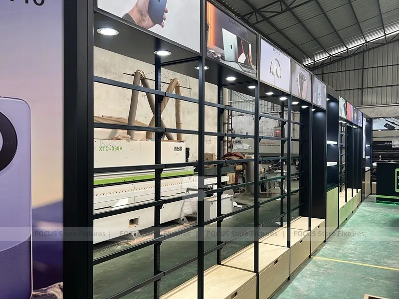 Black Glass Mobile Accessories Wall System