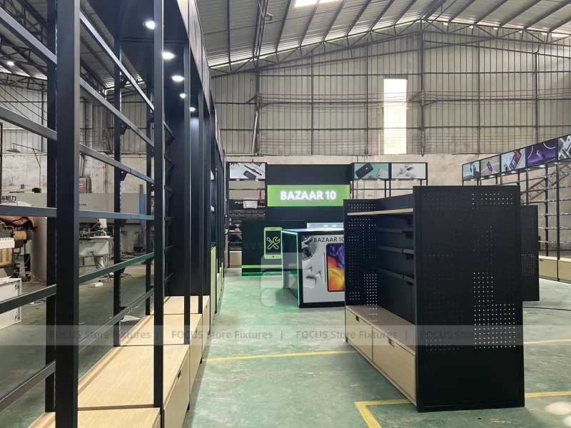 Black Glass Mobile Accessories Wall System