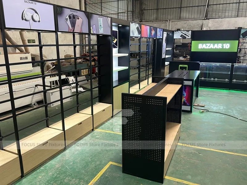 Black Glass Mobile Accessories Wall System
