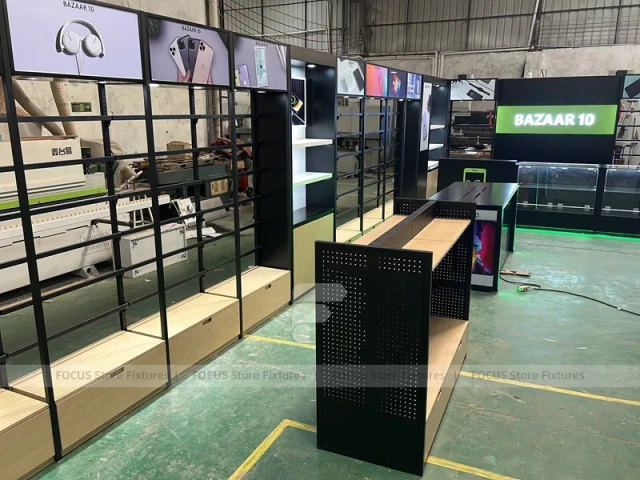 Black Glass Mobile Accessories Wall System