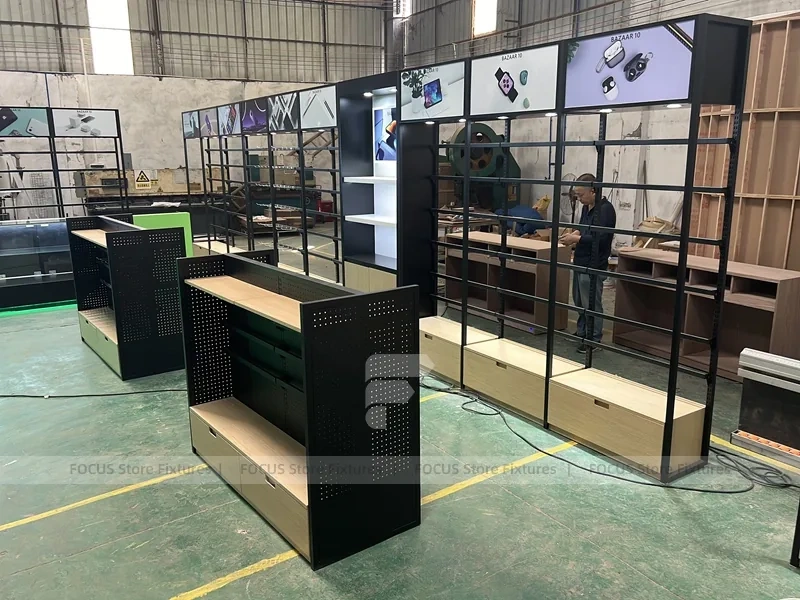 Black Glass Mobile Accessories Wall System