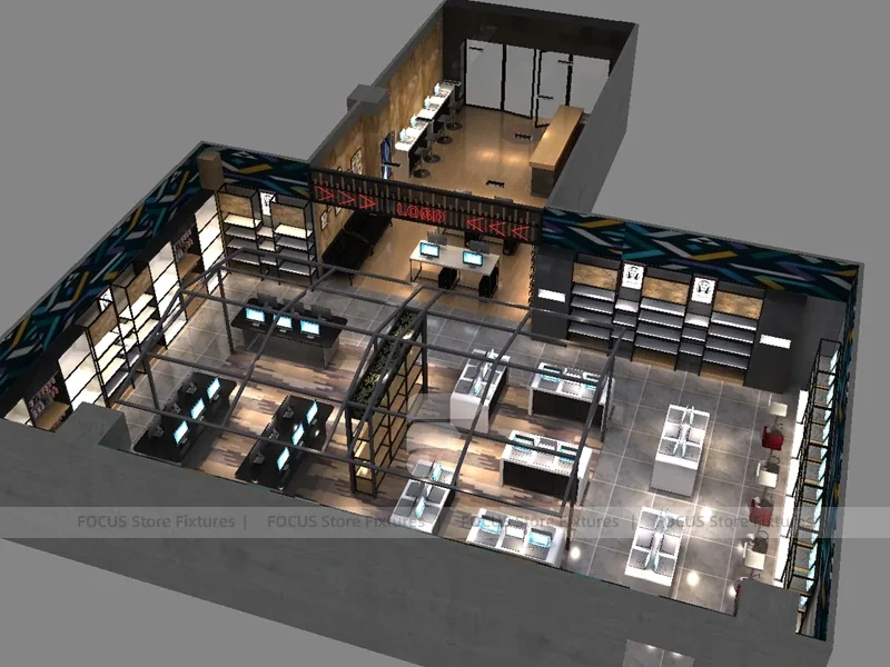 Black Glass Mobile Electronics Store Layout