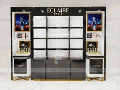 Black Gold Cosmetics Counter with Wall Shelving