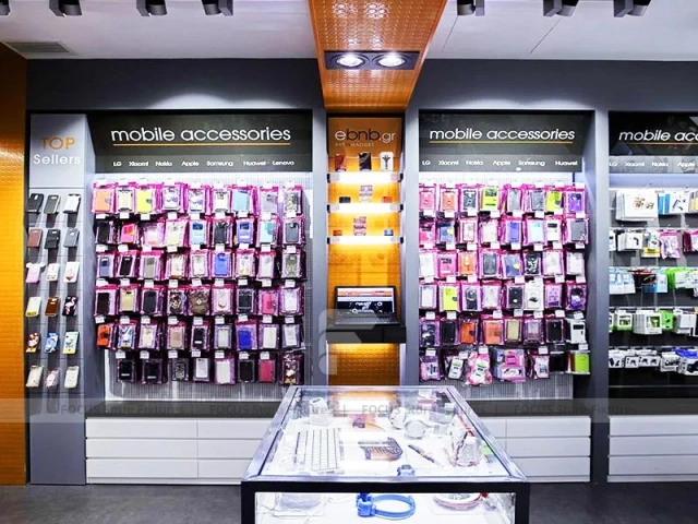 Black Gray Mobile Accessories Wall Display