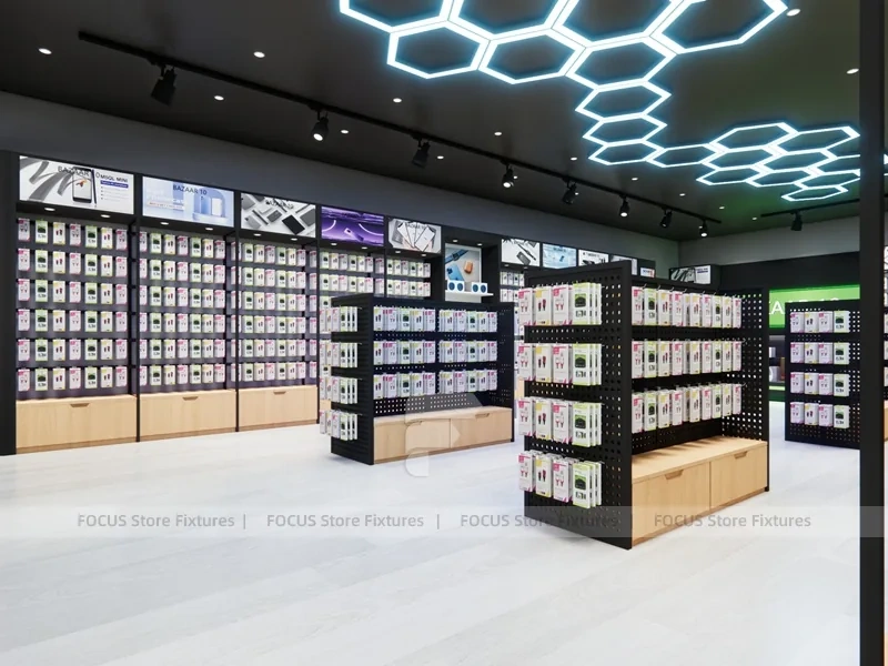 Black Green Mobile Accessories Store Interior