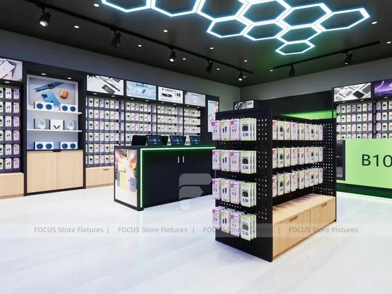 Black Green Mobile Accessories Store Interior
