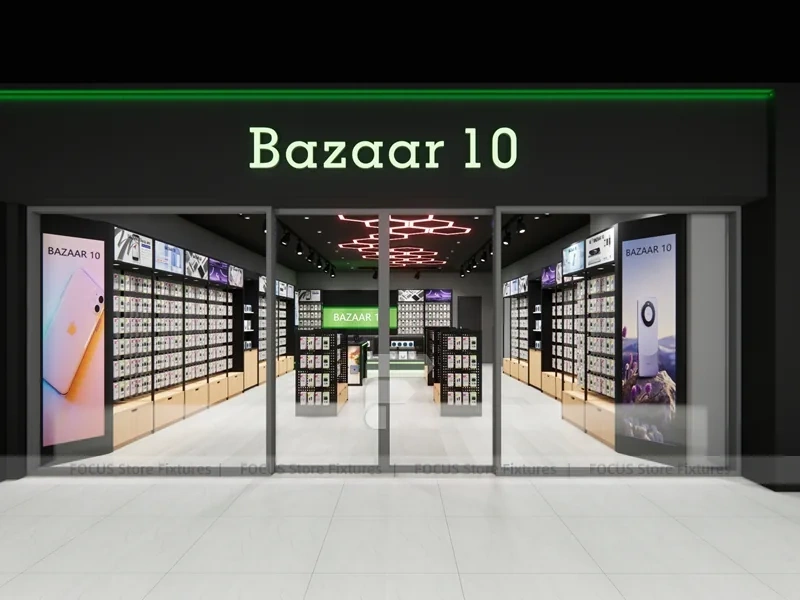 Black Green Mobile Accessories Store Interior