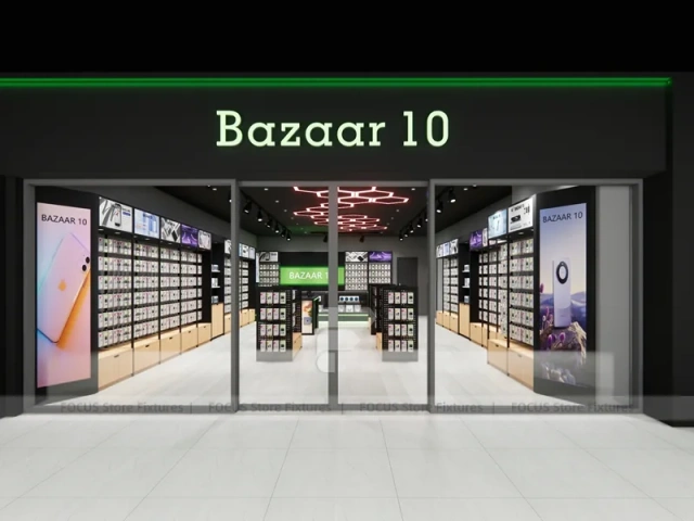 Black Green Mobile Accessories Store Interior