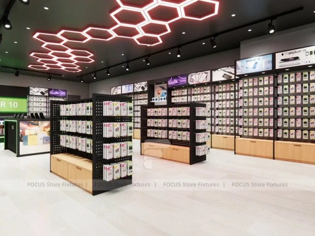 Black Green Mobile Accessories Store Interior