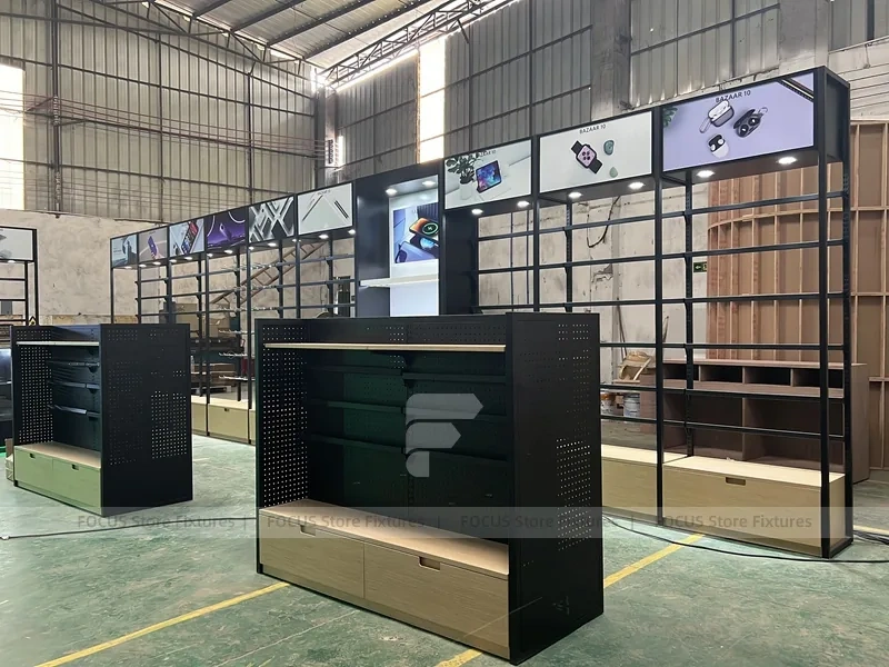 Black Green Phone Repair Kiosk Counter Set