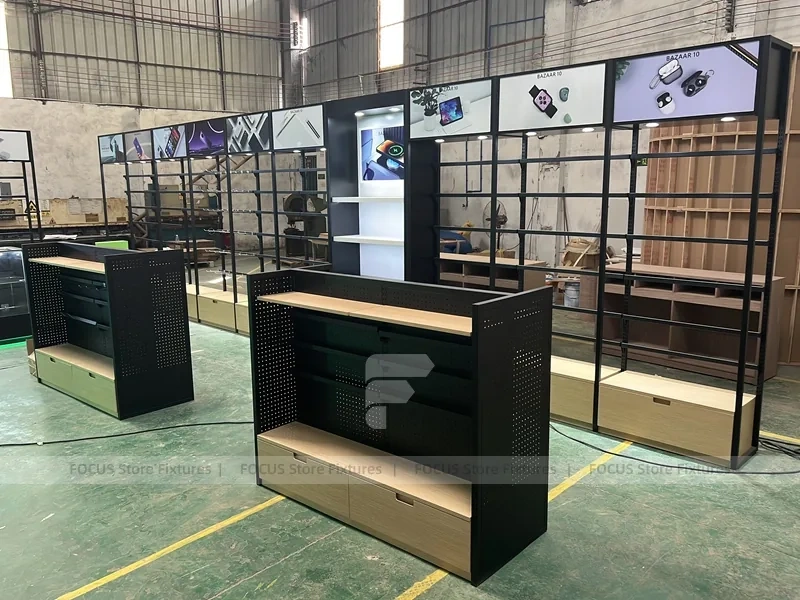 Black Green Phone Repair Kiosk Counter Set