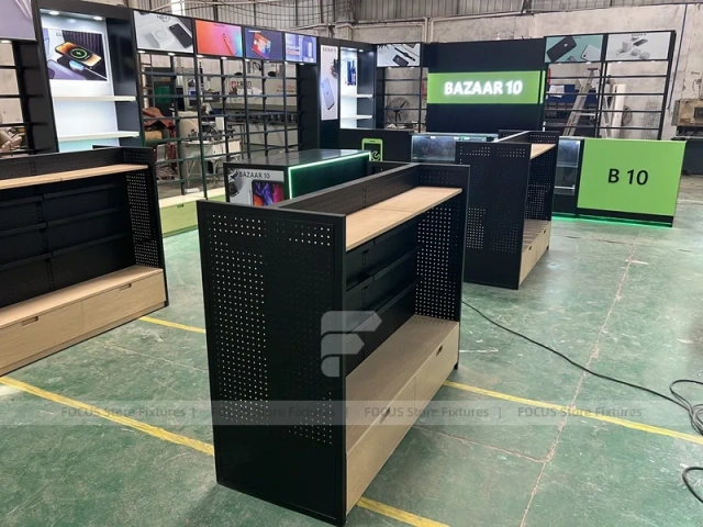 Black Green Phone Repair Kiosk Counter Set