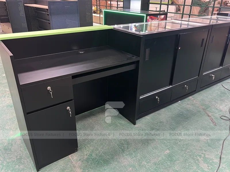 Black Green Phone Repair Kiosk Counter Set