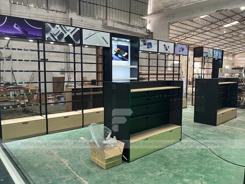 Black Green Phone Repair Kiosk Counter Set