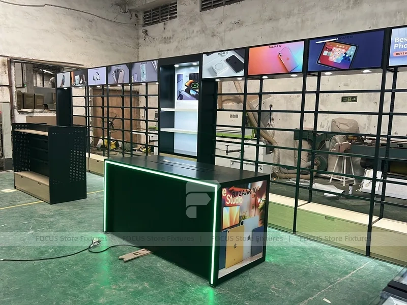 Black Green Phone Repair Kiosk Counter Set