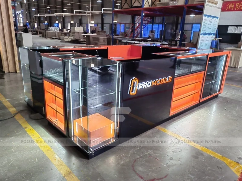 Black Orange Phone Repair Service Kiosk