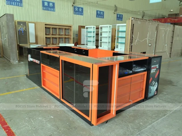Black Orange Phone Repair Service Kiosk