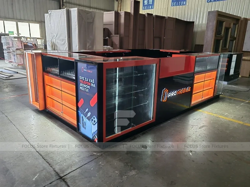 Black Orange Phone Repair Service Kiosk