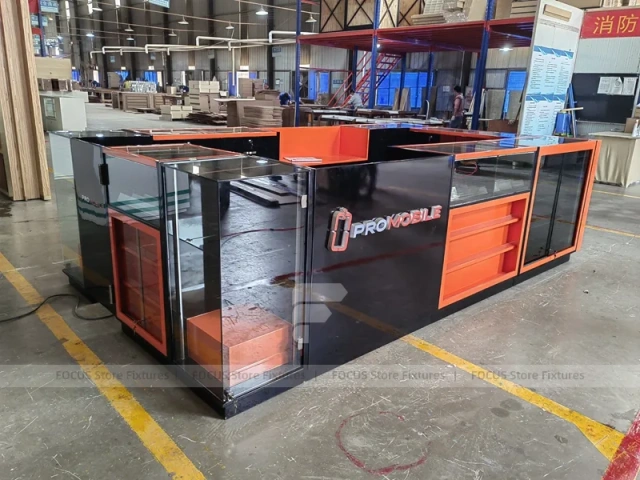 Black Orange Phone Repair Service Kiosk