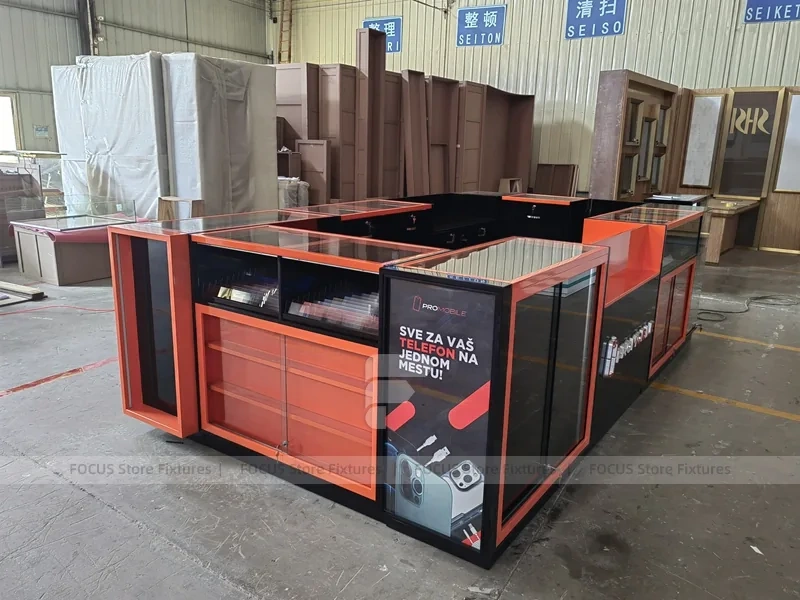 Black Orange Phone Repair Service Kiosk