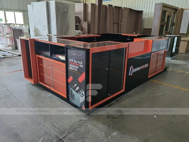 Black Orange Phone Repair Service Kiosk