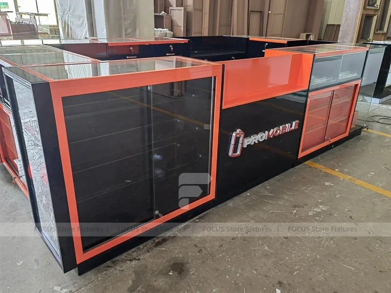 Black Orange Phone Repair Service Kiosk