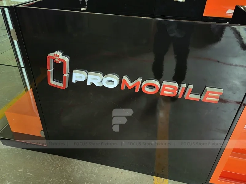 Black Orange Phone Repair Service Kiosk