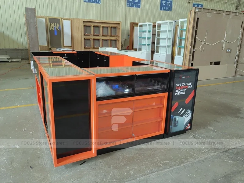 Black Orange Phone Repair Service Kiosk