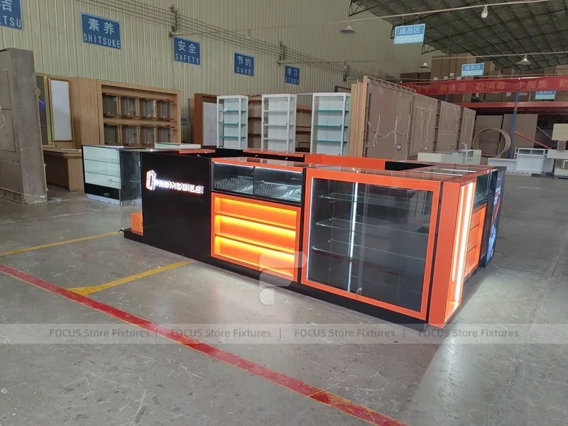 Black Orange Phone Repair Service Kiosk