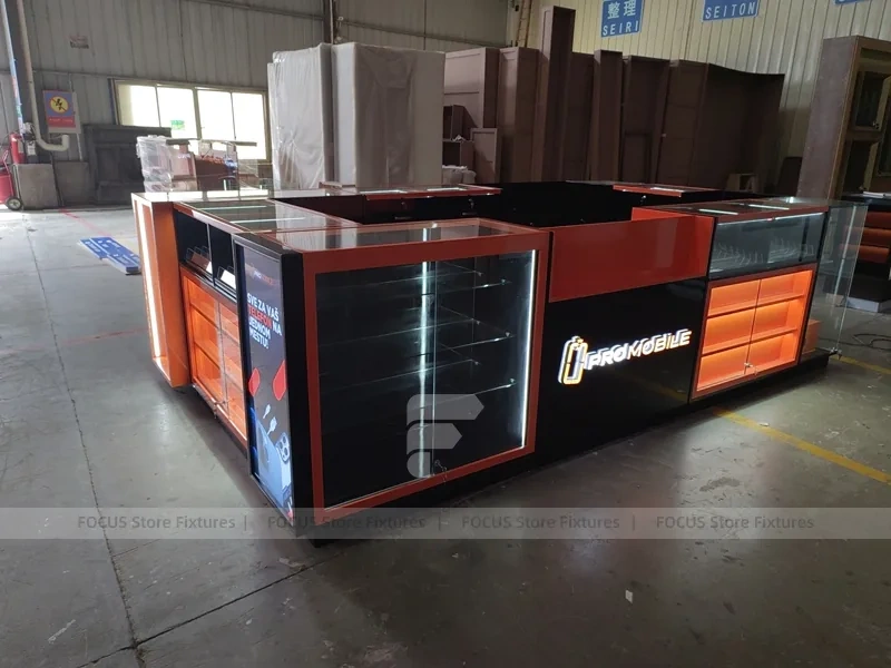 Black Orange Phone Repair Service Kiosk