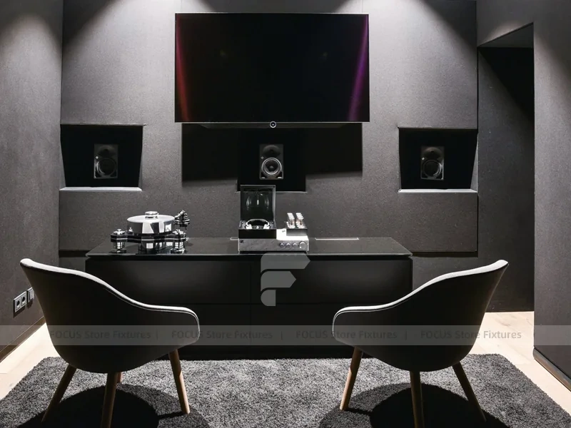 Black Premium Audio Electronics Demo Counter
