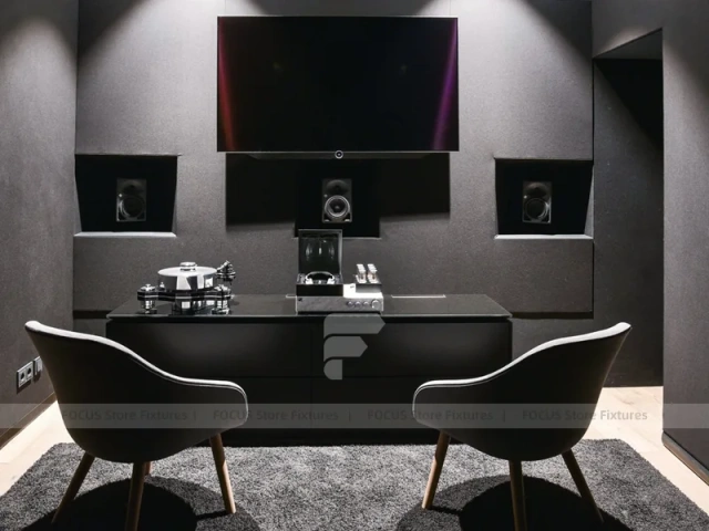 Black Premium Audio Electronics Demo Counter