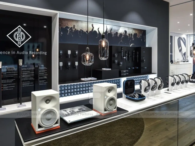 Black Premium Audio Electronics Demo Counter