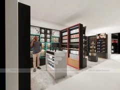 Black Red Cosmetics Store Wall and Gondola Shelves