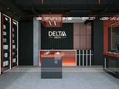 Black Red Delta Mobile Storefront Fixture