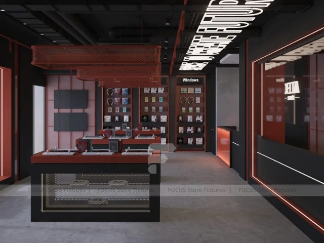 Black Red Delta Mobile Storefront Fixture