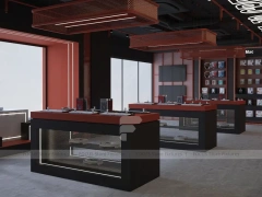 Black Red Delta Mobile Storefront Fixture