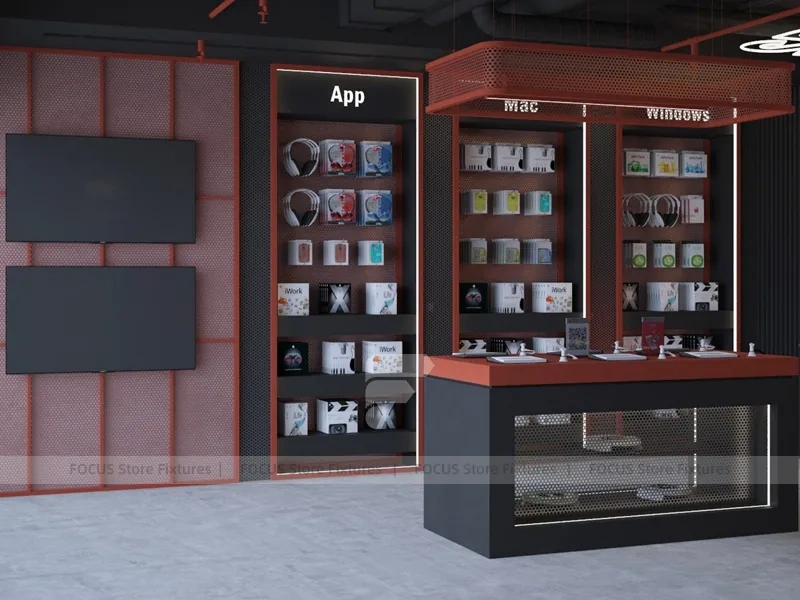 Black Red Delta Mobile Storefront Fixture