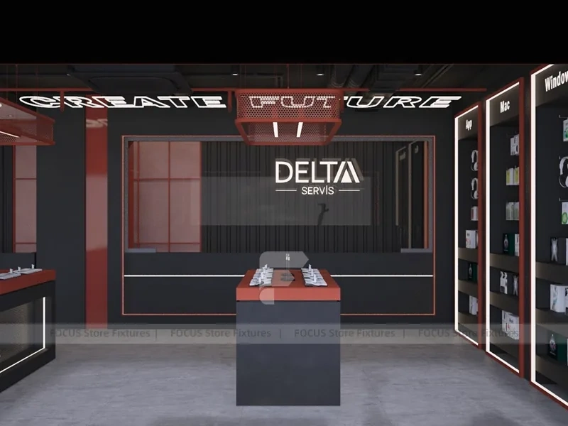 Black Red Delta Mobile Storefront Fixture